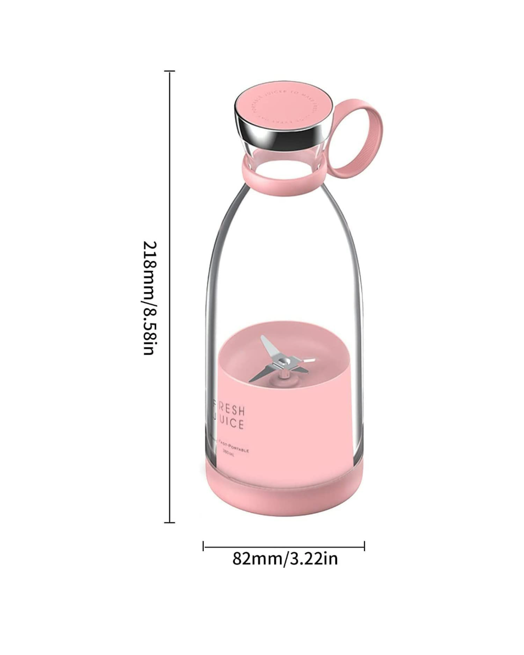 Bottle with Blender – Pink Color (Portable USB Shaker)