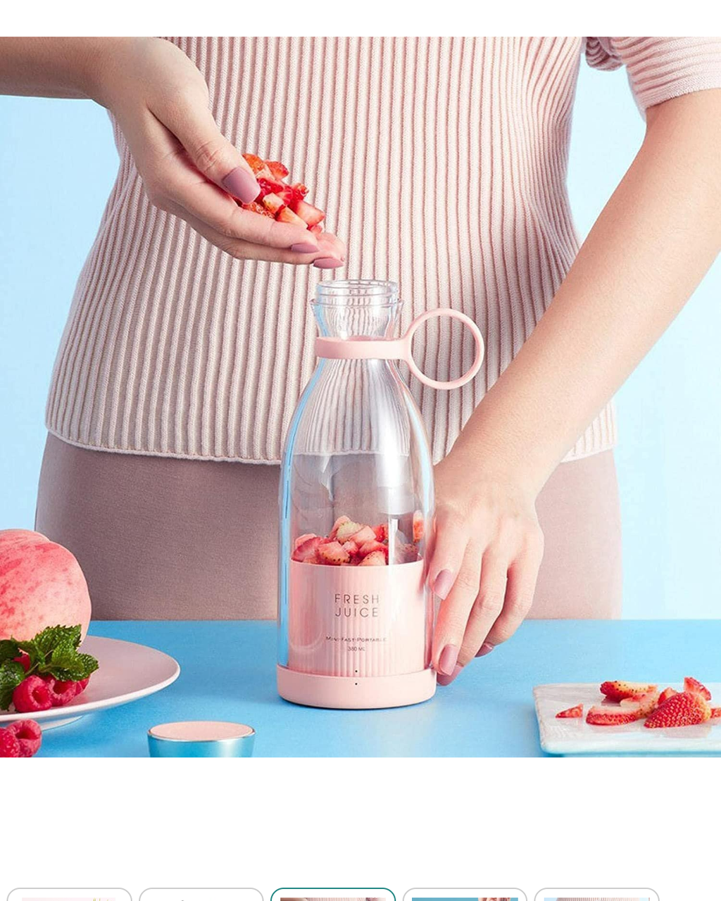 Bottle with Blender – Pink Color (Portable USB Shaker)