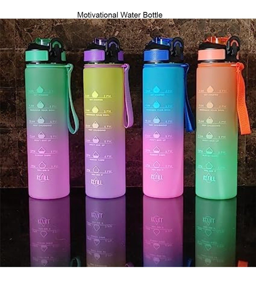 Motivational Water Bottle – 750ml (Multicolor)