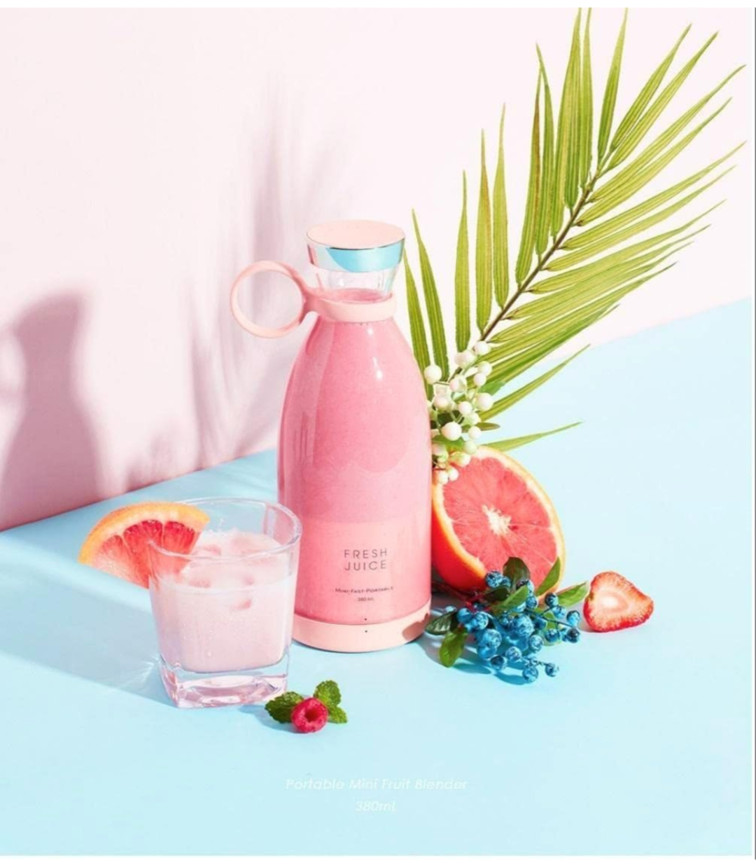 Bottle with Blender – Pink Color (Portable USB Shaker)