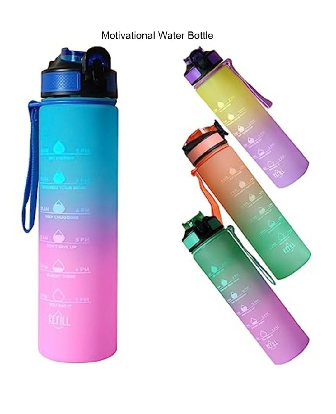 Motivational Water Bottle – 750ml (Multicolor)