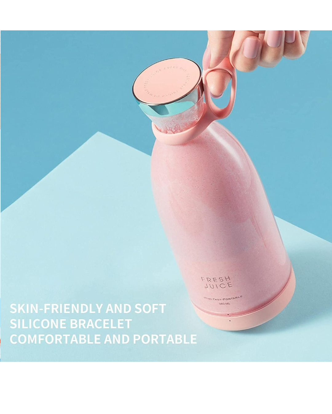 Bottle with Blender – Pink Color (Portable USB Shaker)